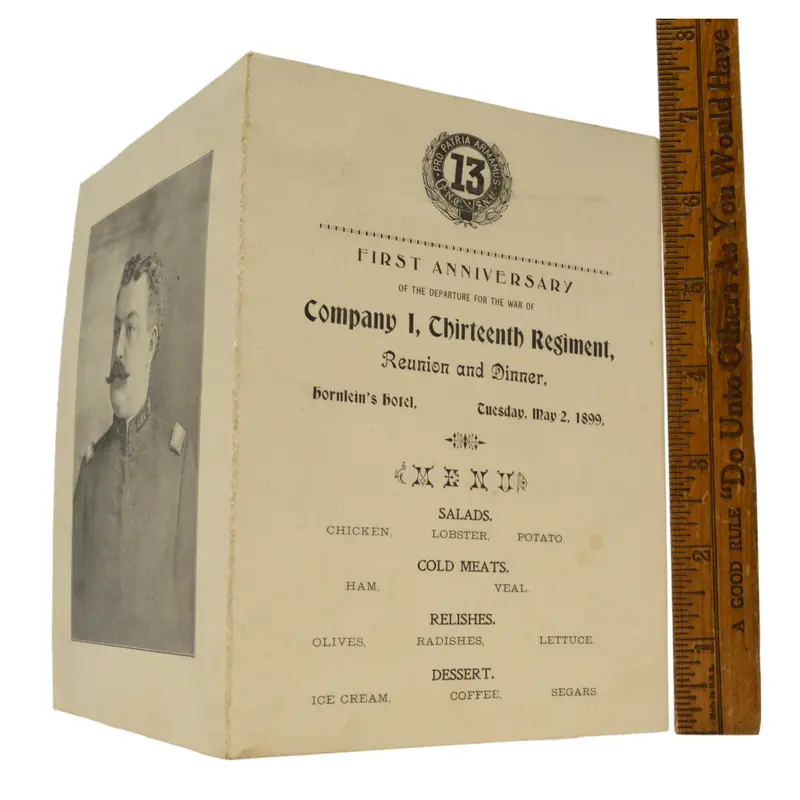 Late 19th-Century Military Reunion Invitation – Company I, 13th Regiment, Dated May 2, 1899