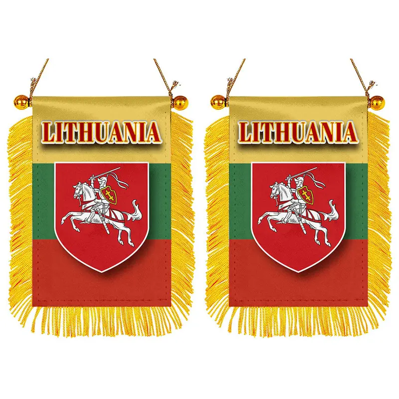 Lithuania Mini Flag for Auto Rearview Mirror – 2-Piece Vehicle Decoration