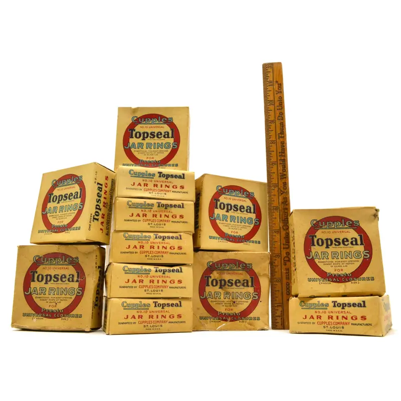 Lot of 144 Vintage TOPSEAL Mason Jar Canning Rings — 12 Boxes × 12 Seals
