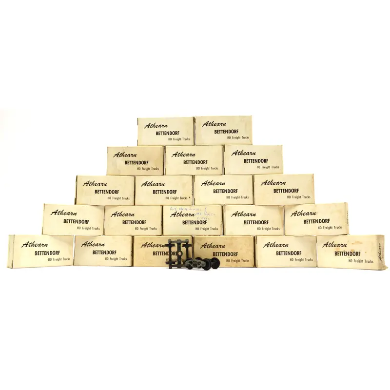 Lot of 40 Athearn Bettendorf Freight Trucks – 20 Metal (11.5″) + 20 Plastic (8.5″) Pairs