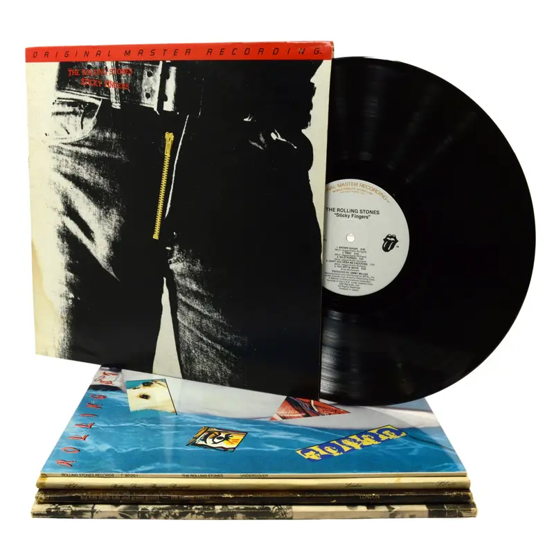 Lot of 5 Vintage Rolling Stones Vinyl Albums – Including Exile on Main St. and Sticky Fingers