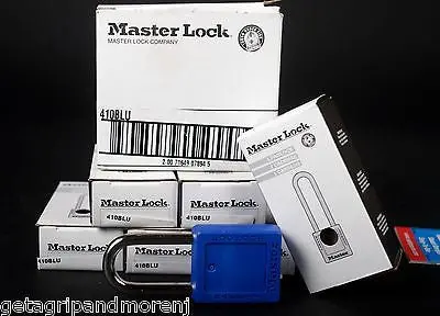 Master Lock 410BLU Zenex Steel Shackle Padlocks (Blue) – Set of 6 Safety Lockout Units