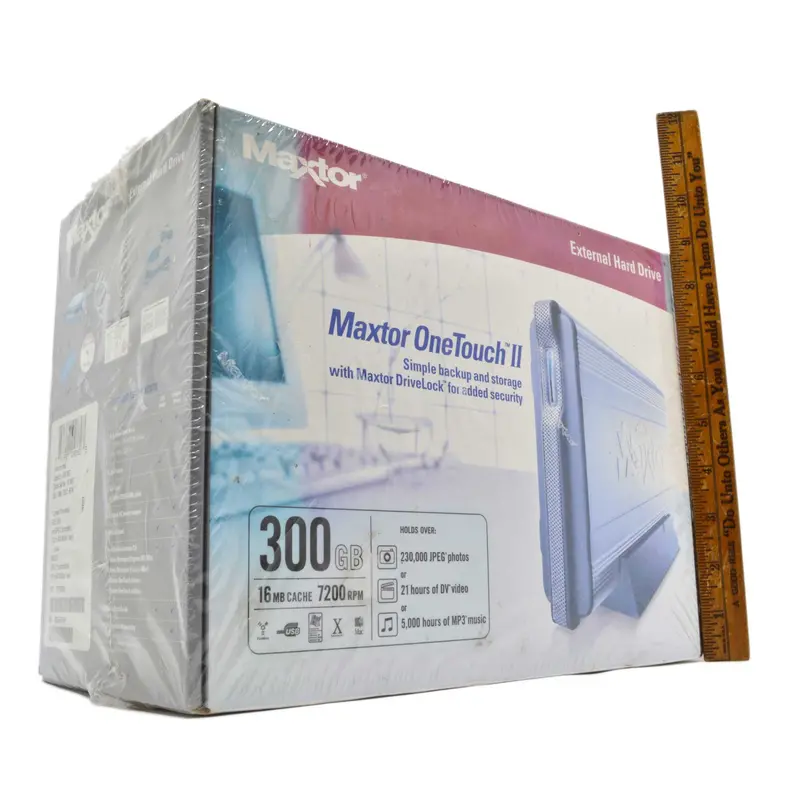 Maxtor OneTouch II 300GB External Hard Drive – 7200 RPM, Factory-Sealed & Unused