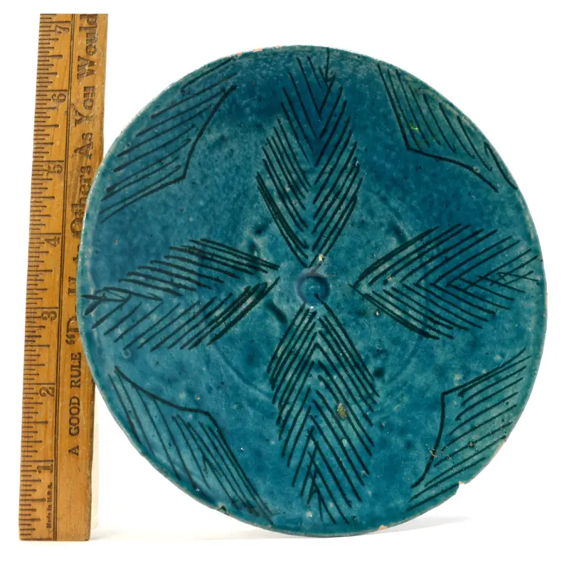Medieval Persian Glazed Plate — 6.81″ Turquoise Ceramic Dish, c. 12th–14th Century