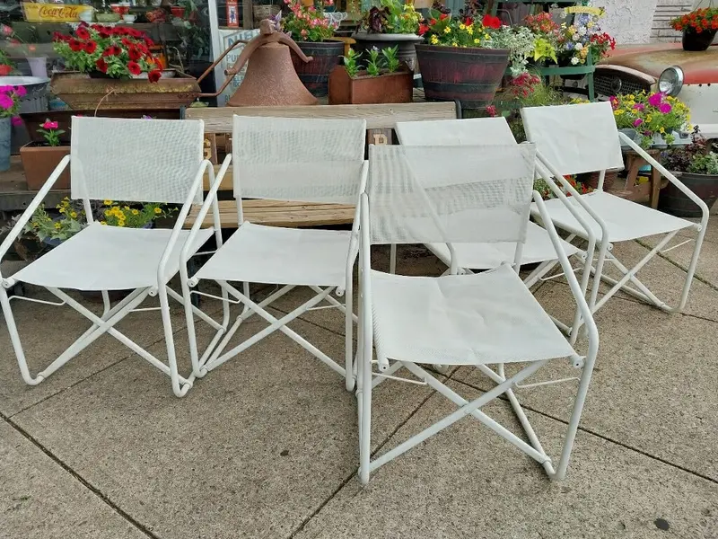 Mid-Century Brown Jordan Aluminum Outdoor Chairs — Set of Five, Classic Modernist Patio Seating