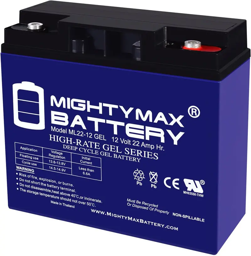 Mighty Max ML22-12GEL 12V 22Ah Sealed Gel Battery — Maintenance-Free AGM/SLA