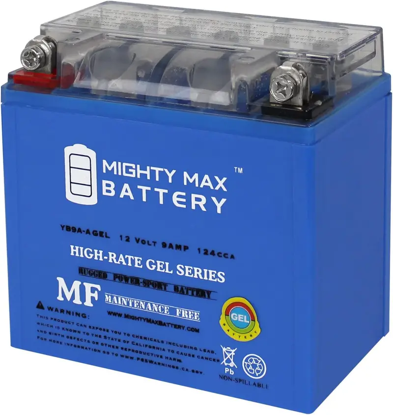 Mighty Max YB9A-AGEL 12V 9Ah Gel Battery — 130 CCA, Sealed AGM/SLA, Maintenance-Free