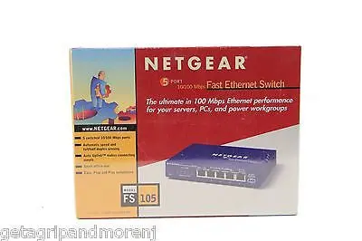 Netgear FS105 Unmanaged 5-Port 10/100 Mbps Desktop Ethernet Switch – Sealed