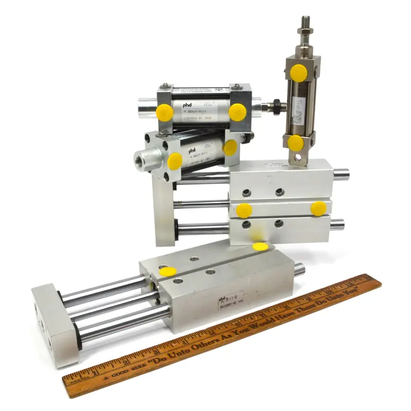 New PHD Dual-Acting Pneumatic Cylinders – Lot of Five: SAL1 Series (20×3 and 20×2 Inch Stroke)