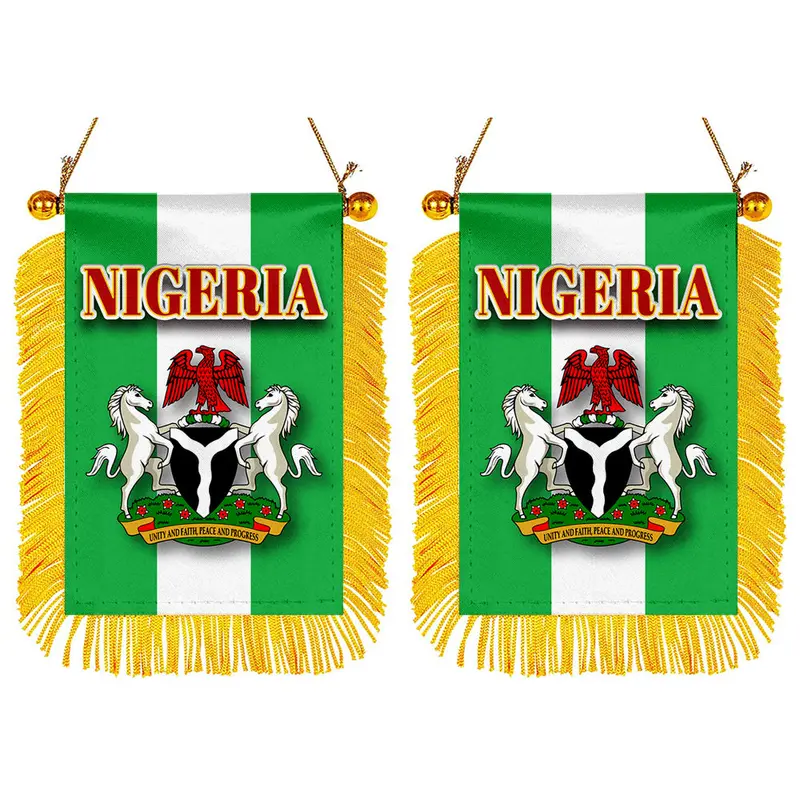 Nigeria Mini Car Mirror Flag Decal Set – 2-Piece Rearview Mirror Banner