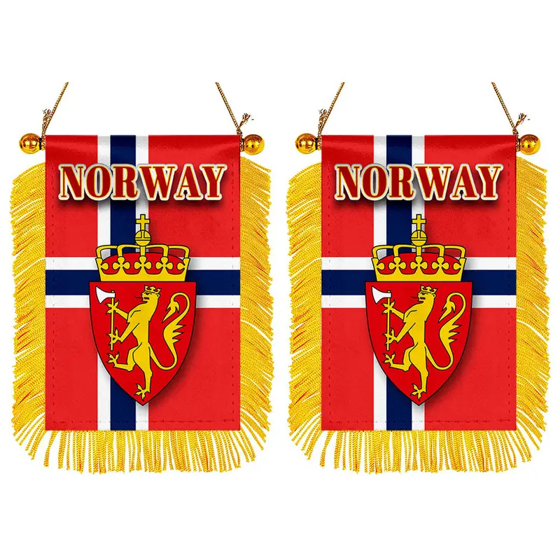Norway Mini Car Mirror Flag Decal Set – 2-Piece Rearview Mirror Banner