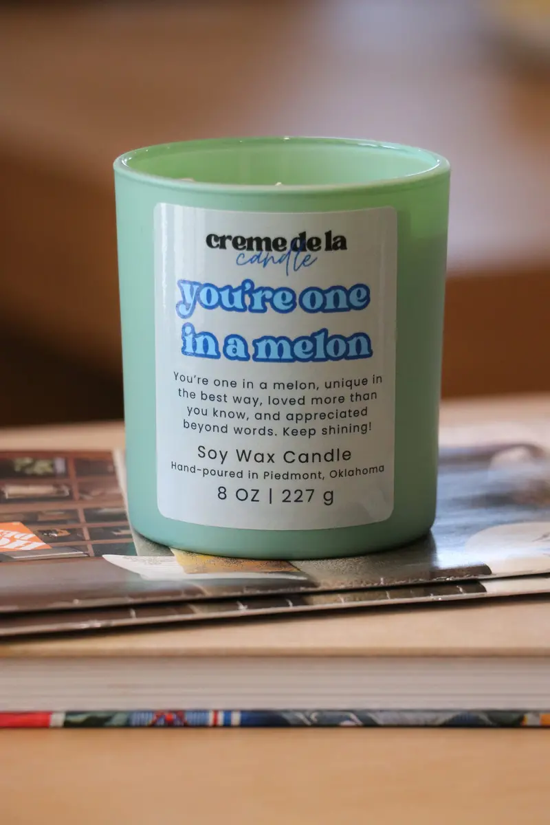 ‘One in a Melon’ Soy Candle – 8 oz Playful Watermelon & Mint Fragrance