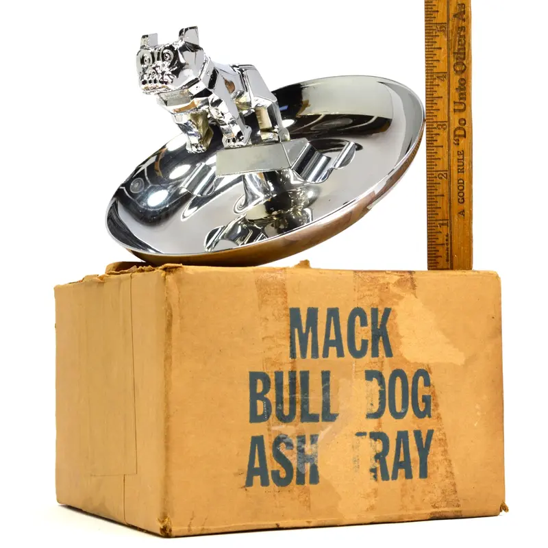 Original Mack Trucks Bulldog Chrome Ashtray – Dual Cigar Rests + Unopened Retail Box