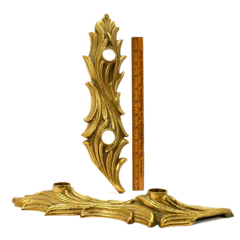 Ornate Heavy Brass Door Backplates — Pair of Vintage Architectural Hardware Pieces