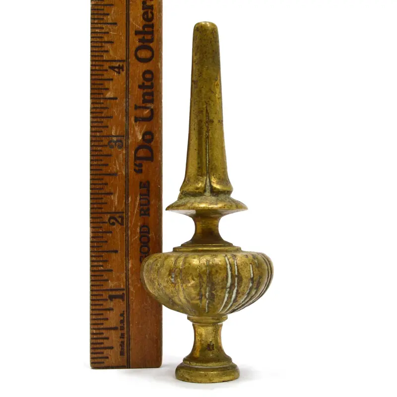 Ornate Unmarked Brass Flag Finial – 4.5-Inch Decorative Topper with Patinated Finish, 8.8 oz