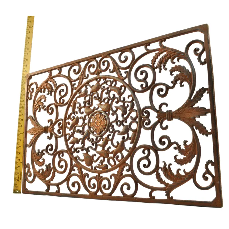 Ornate Vintage Cast Iron Floor Mat – 29″ x 18″ Boot Scraper with Decorative Vent Design