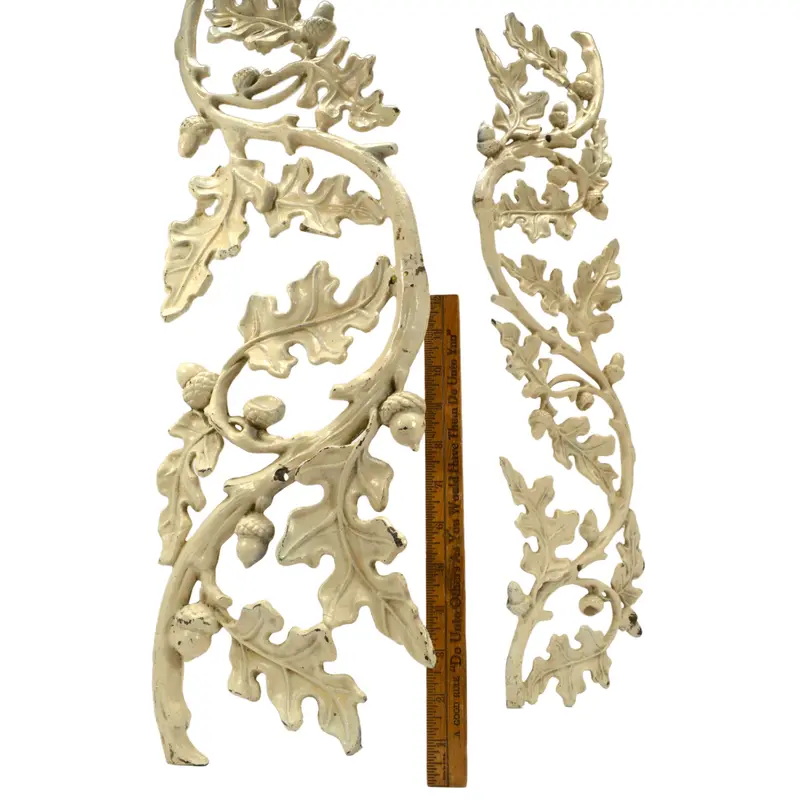 Pair of Large Cast Iron Wall Hangings – 32″ Oak Leaves & Acorns Decor Set