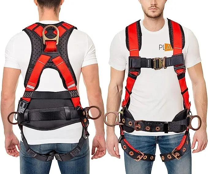 Palmer Safety Hammerhead 5-Point Full-Body Harness – Padded Back, Quick-Connect Chest Buckle, Tongue-and-Groove Leg Straps, Dual D-Rings
