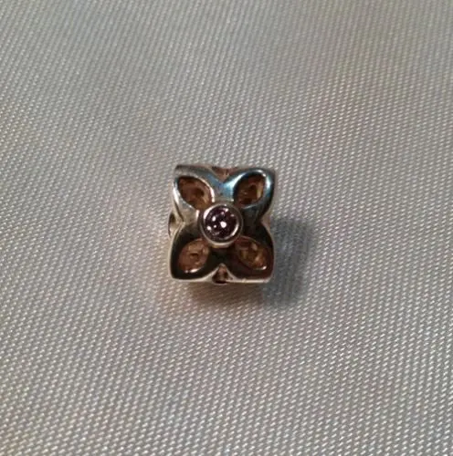 Pandora Sterling Silver 4-Petal Flower Charm with Cubic Zirconia