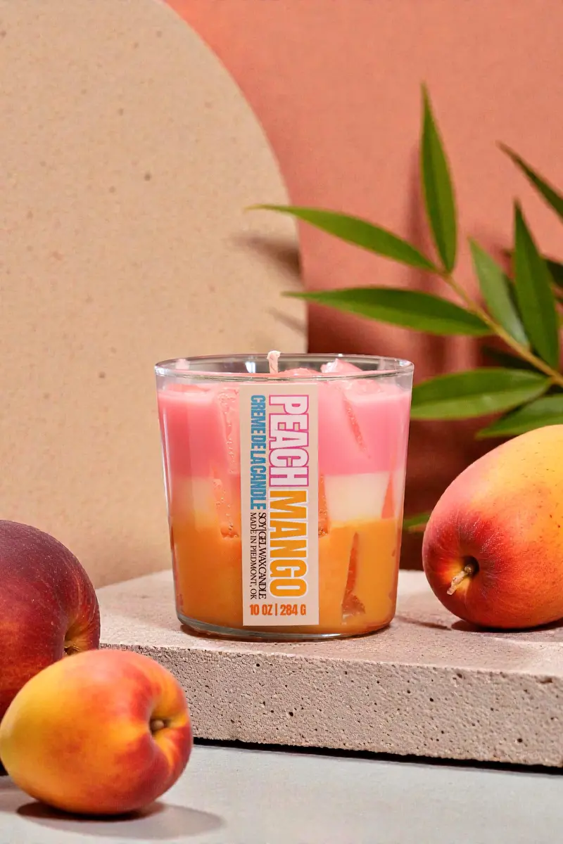 Peach Mango Bellini Iced Drink Scented Candle — 10 oz Soy Blend