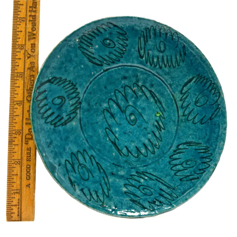 Persian Glazed Ceramic Plate — 7.25″ Turquoise-Toned Dish, 12th–14th Century