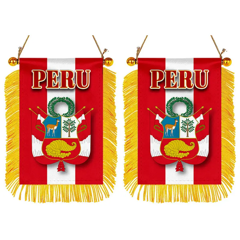 Peru Mini Car Mirror Flag Decal Set – 2-Piece Rearview Mirror Banner