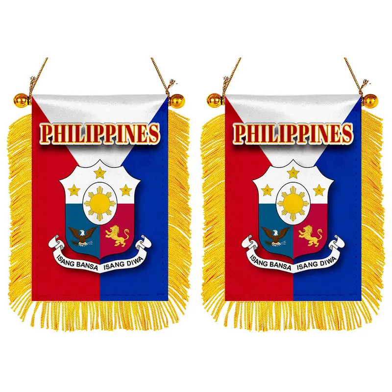 Philippines Mini Car Mirror Flag Decal Set – 2-Piece Rearview Mirror Banner