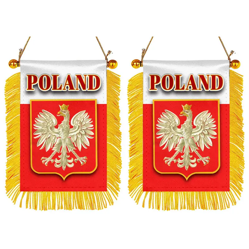 Poland Mini Car Mirror Flag Decal Set – 2-Piece Rearview Mirror Banner