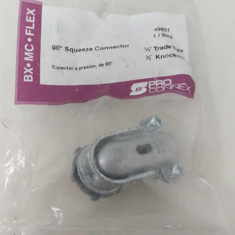 ProConnex 49801 90-Degree Knockout Cable Connector – Fits 3/8 & 1/2 Inch