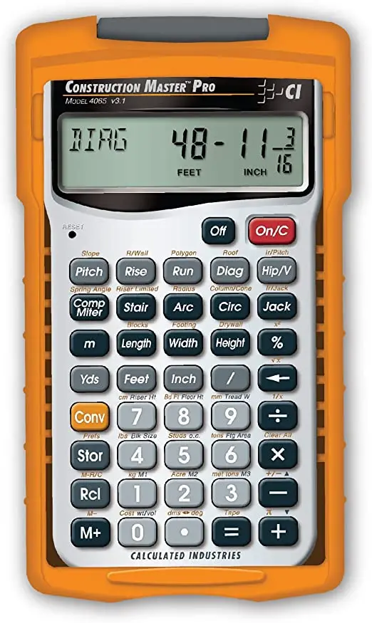 Professional Construction Calculator with Master Pro Functionality