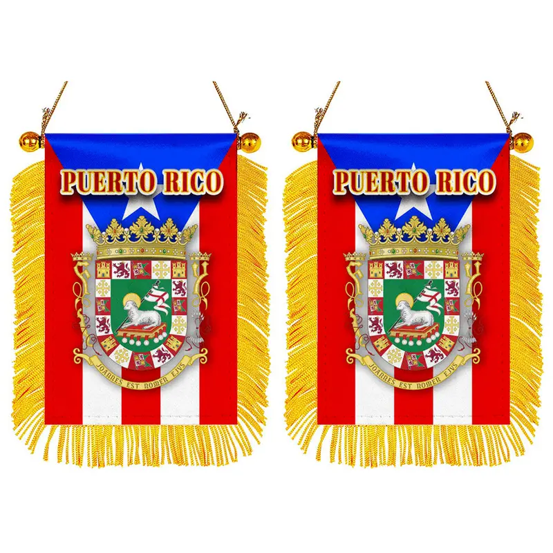 Puerto Rico Mini Car Mirror Flag Decal Set – 2-Piece Rearview Mirror Banner