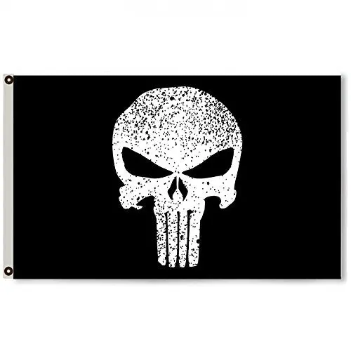 Punisher Skull Flag – Black Tactical Banner for Man Caves