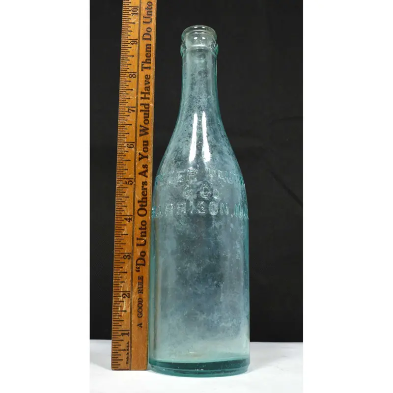 Rare Aqua Glass Soda & Beer Bottle – 13 oz Peter Hauck & Co., Harrison, NJ