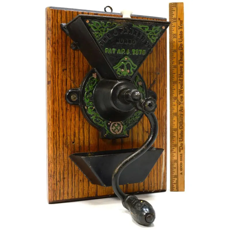 Rare C. Parker Co. No. 360 Wall-Mounted Coffee Grinder — Hand-Painted, c.1876