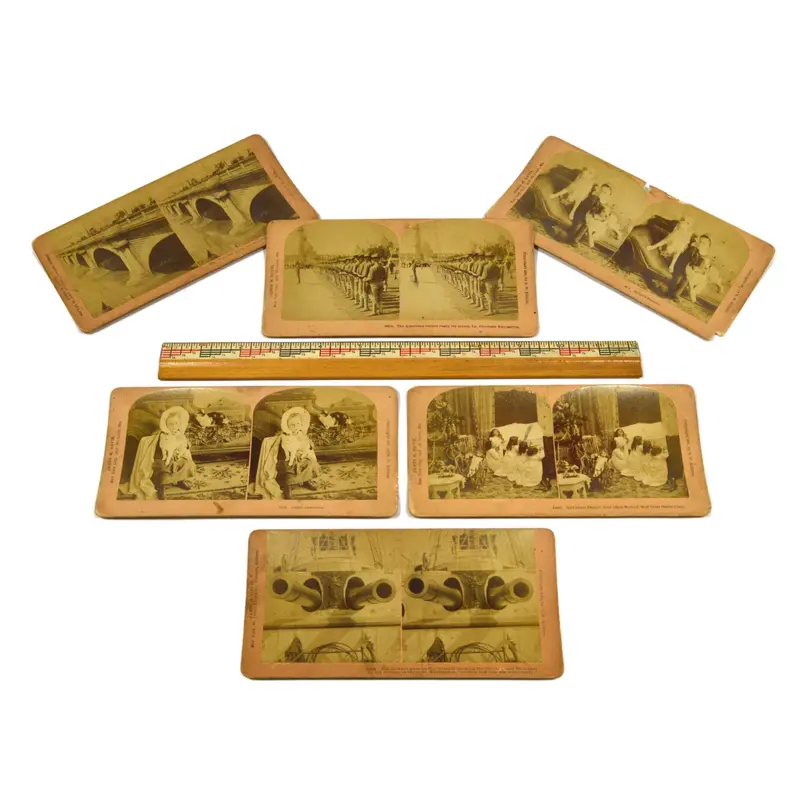 Rare James M. Davis Stereoviews – 6 Kilburn-Style Stereo Cards, c. 1891–1905