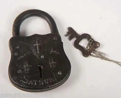 Rare Satsuma Cast Iron Lock and Key – Unusual Antique Hardware Collectible