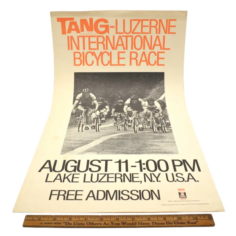 Rare Tang-Luzerine International Bicycle Race Vintage Cycling Poster — Collectible Ephemera