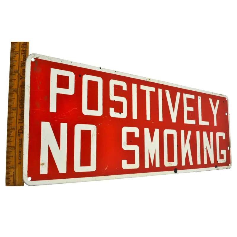 Rare Vintage Enamel ‘No Smoking’ Sign – 7″ x 20″ with Authentic Patina