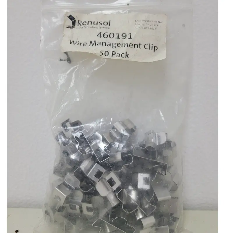 Renusol 460191 PV Wire Management Clips – 50-Pack, Metal Solar Module Clips