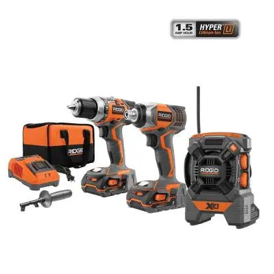 Ridgid X4 18V Drill & Impact Driver Combo Kit with Radio – Mint Condition