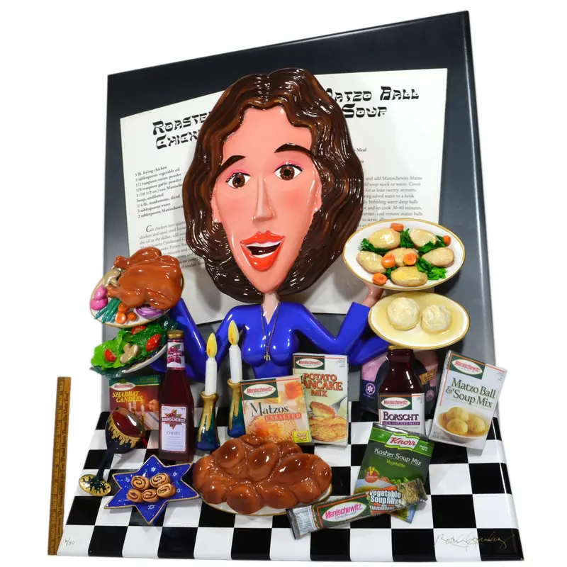 Roark Gourley ‘Shabbat Chef’ Wall Sculpture – Signed Jewish & Kosher-Themed Art
