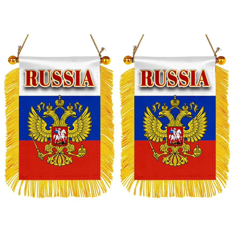 Russia Mini Car Mirror Flag Decal Set – 2-Piece Rearview Mirror Banner
