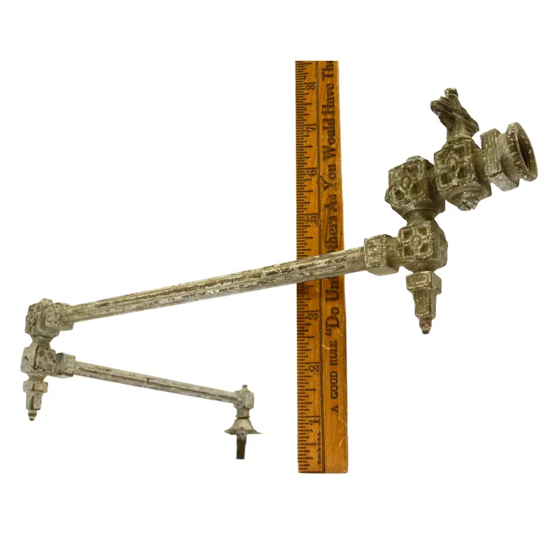 Salvaged Ornate Double-Arm Brass Pot Filler Faucet, Articulated Victorian Hardware