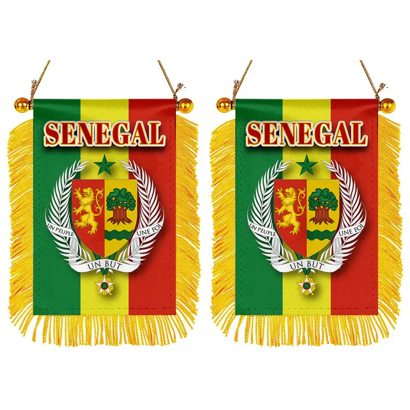 Senegal Mini Car Mirror Flag Decal Set – 2-Piece Rearview Mirror Banner