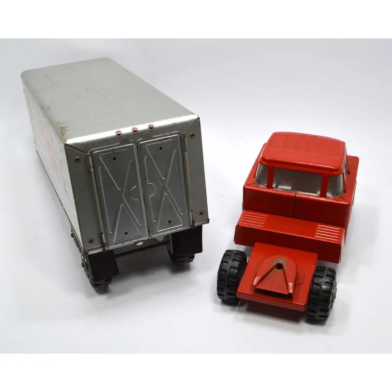 Shop-Rite Pressed Steel Tractor-Trailer Toy — Vintage Grocery Store Semi with Box