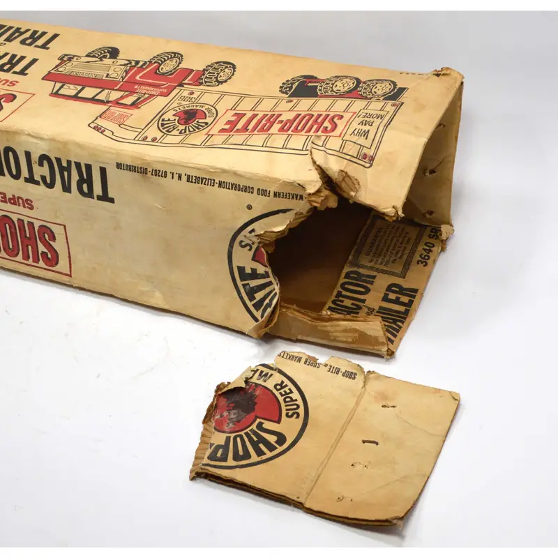 Shop-Rite Pressed Steel Tractor-Trailer Toy — Vintage Grocery Store Semi with Box