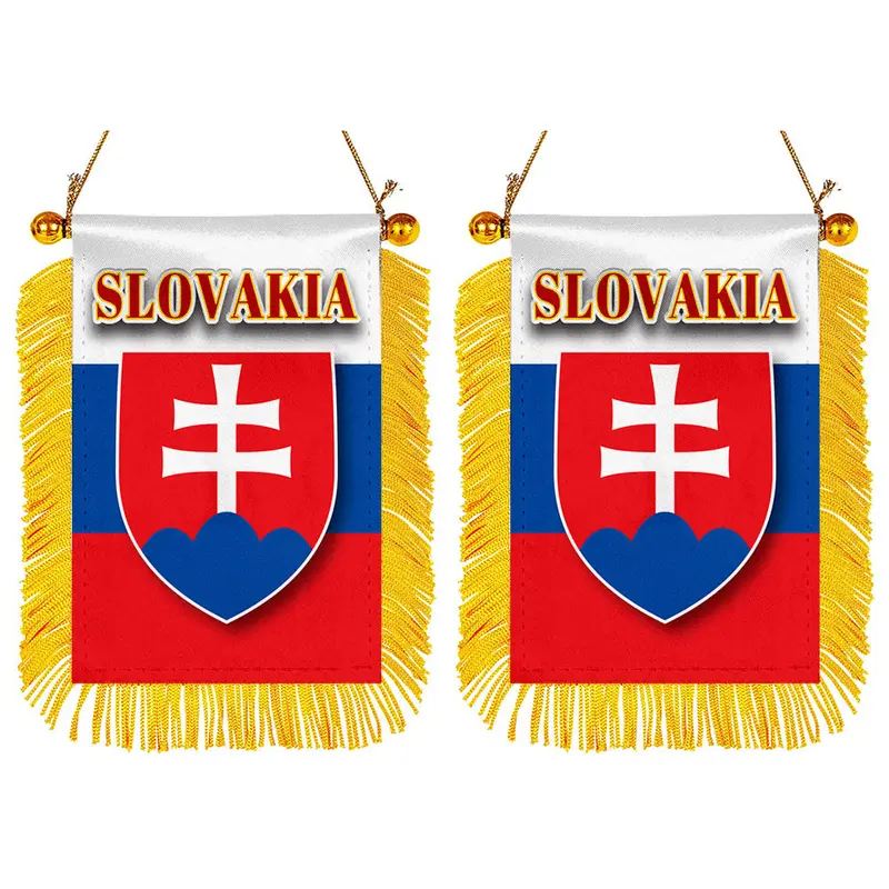Slovakia Mini Car Mirror Flag Decal Set – 2-Piece Rearview Mirror Banner