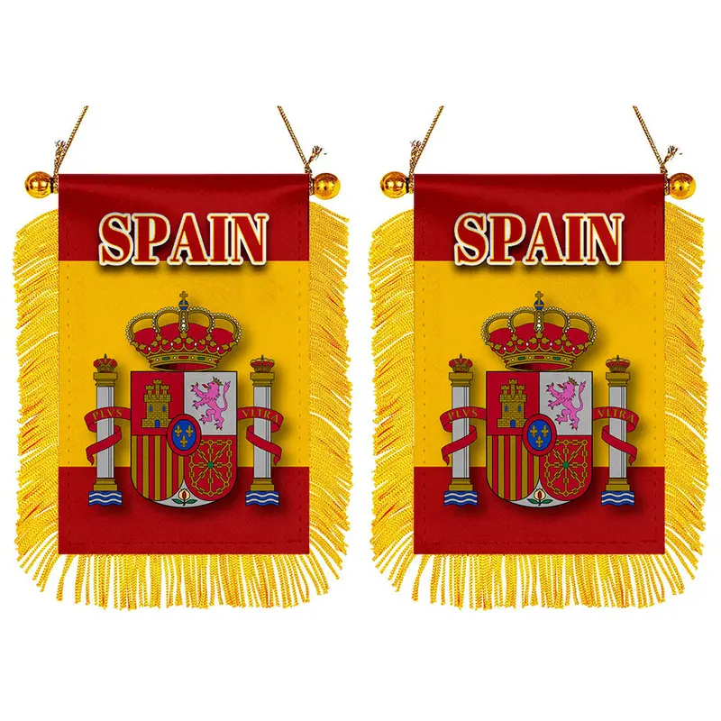 Spain Mini Car Mirror Flag Decal Set – 2-Piece Rearview Mirror Banner
