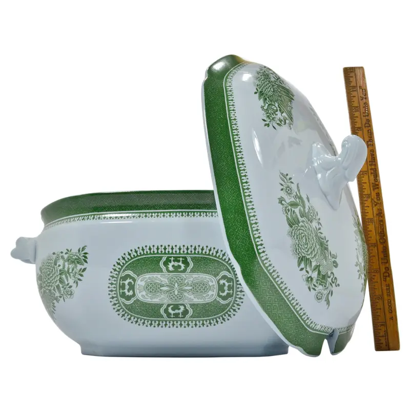 Spode Fitzhugh Green Soup Tureen – 1-Gallon Size with Lid (No Ladle Included)
