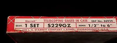Starrett S229GZ Telescoping Bore Gage Set – 5-Piece, 0.5″ to 6″ Range – Precision Measuring Tools in Excellent Shape